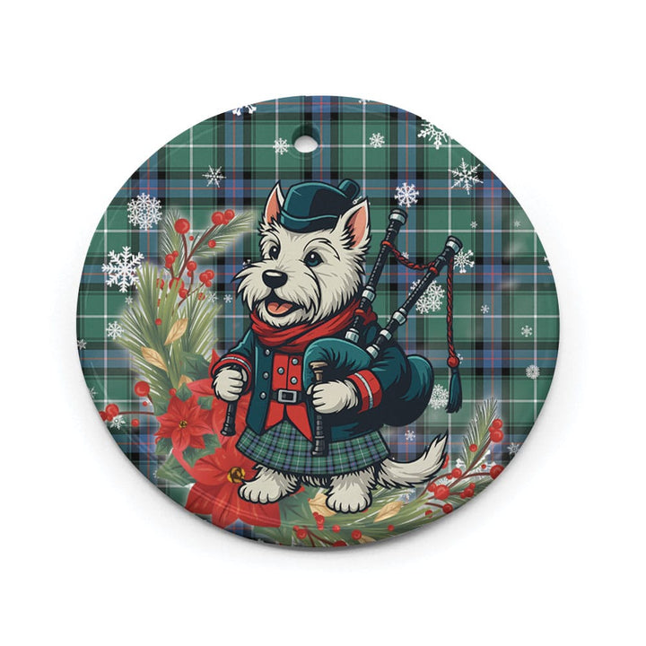 Scottish MacDonald of the Isles Hunting Ancient Clan Tartan Ceramic Ornament Cute Scottish Terrier Dog Circle Style Tartan Plaid