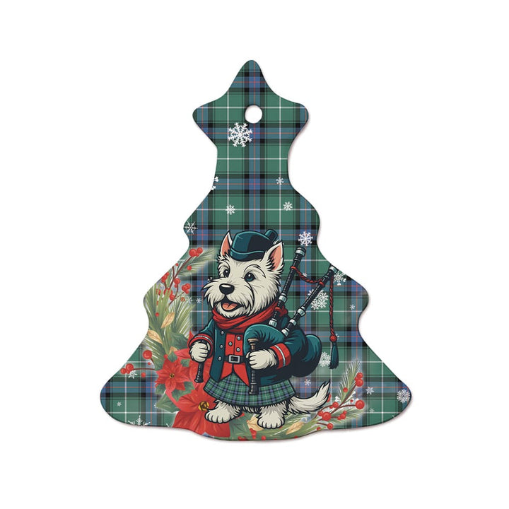 Scottish MacDonald of the Isles Hunting Ancient Clan Tartan Ceramic Ornament Cute Scottish Terrier Dog Tree Style Tartan Plaid