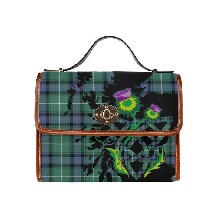 Scottish MacDonald of the Isles Hunting Ancient Clan Tartan Waterproof Canvas Bag With Thistle Tartan Plaid 1