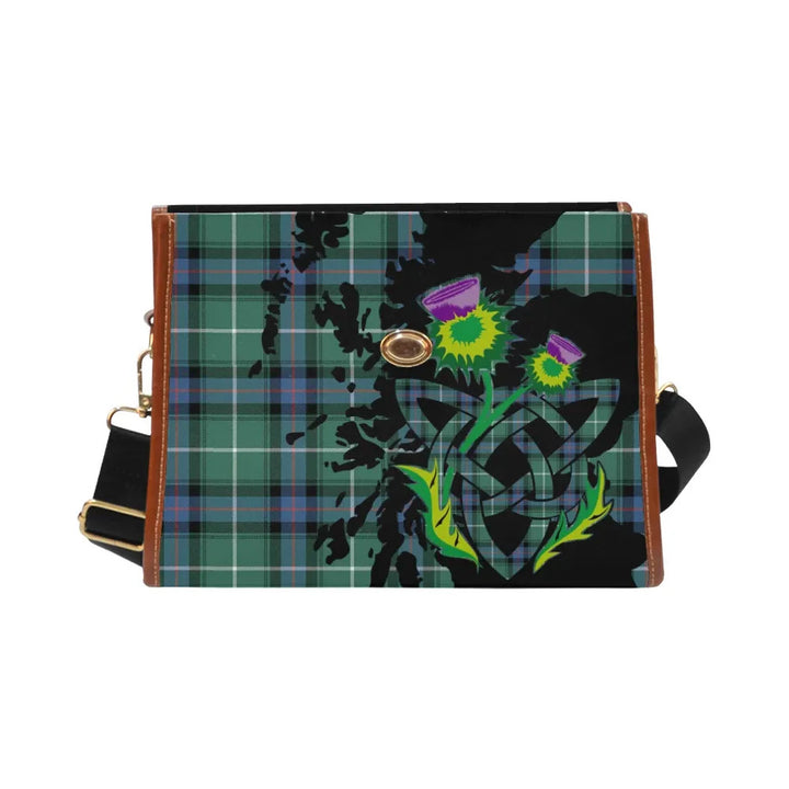 Scottish MacDonald of the Isles Hunting Ancient Clan Tartan Waterproof Canvas Bag With Thistle Tartan Plaid 2