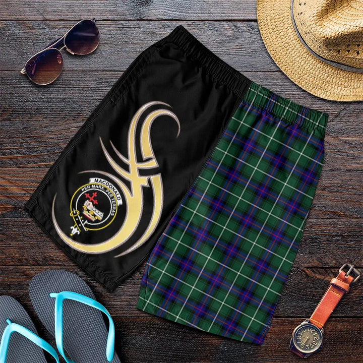 Scottish MacDonald of The Isles Hunting Modern Clan Crest Tartan Believe in Me Men's Shorts