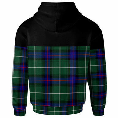 Scottish MacDonald of the Isles Hunting Modern Clan Tartan Hoodie - Horizontal Style Back Side Tartan Plaid