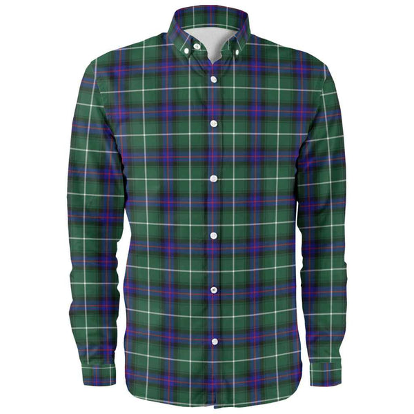 Scottish MacDonald of the Isles Hunting Modern Clan Tartan Long Sleeve Shirt Front Side Tartan Plaid