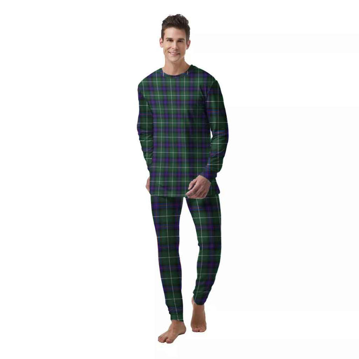 Scottish MacDonald of the Isles Hunting Modern Clan Tartan Pajama Set  Men Front Side Tartan Plaid