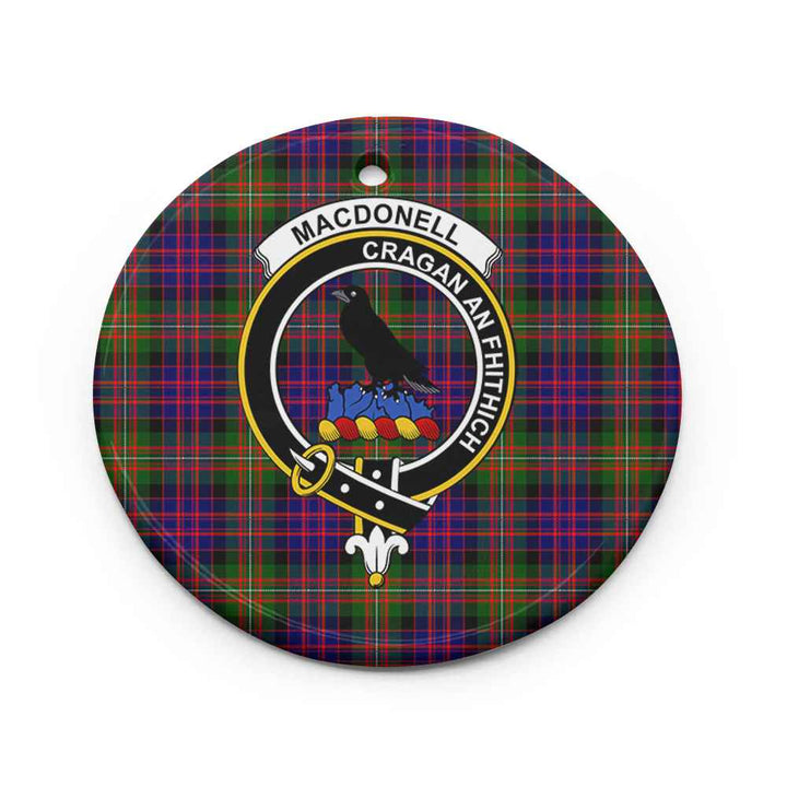 Scottish MacDonell of Glengarry Clan Crest Tartan Ceramic Ornament Circle Shape Tartan Plaid