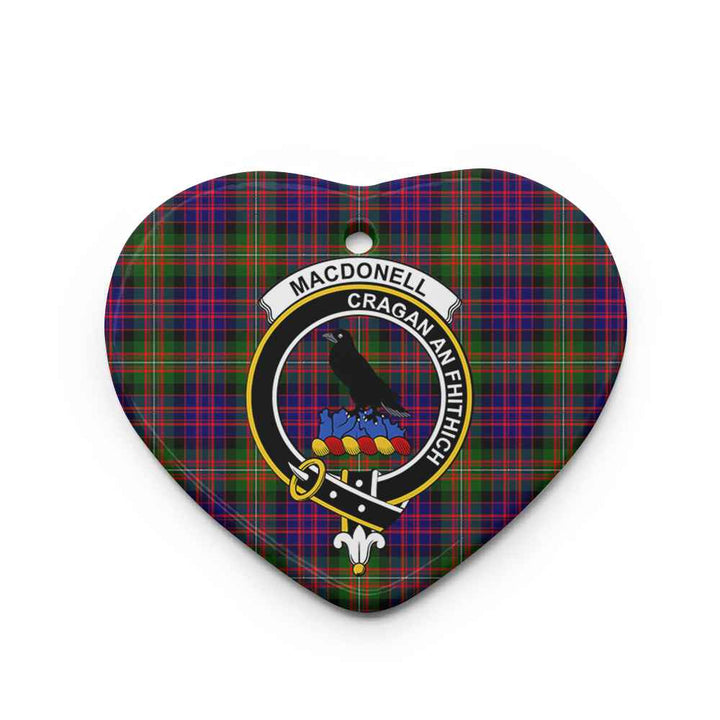 Scottish MacDonell of Glengarry Clan Crest Tartan Ceramic Ornament Heart Shape Tartan Plaid