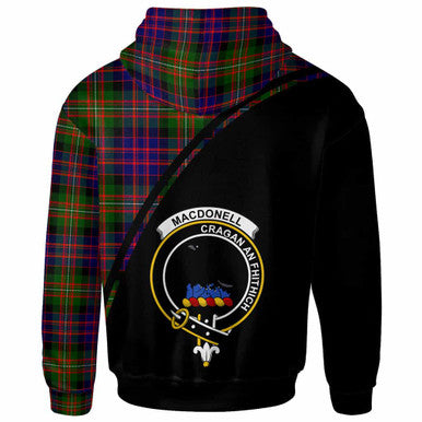 Scottish MacDonell of Glengarry Clan Crest Tartan Curve Hoodie Back Side Tartan Plaid