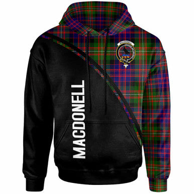 Scottish MacDonell of Glengarry Clan Crest Tartan Curve Hoodie Front Side Tartan Plaid
