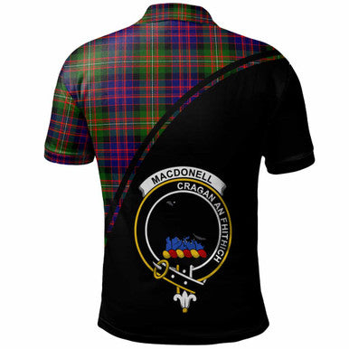 Scottish MacDonell of Glengarry Clan Crest Tartan Curve Polo Shirt Back Side Tartan Plaid