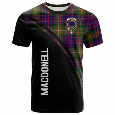 Scottish MacDonell of Glengarry Clan Crest Tartan Curve T-Shirt Front Side Tartan Plaid