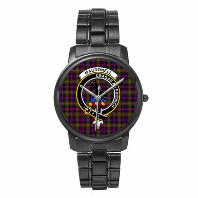 Scottish MacDonell of Glengarry Clan Crest Tartan Folding Clasp Steel Quartz Watches Tartan Plaid Black 1