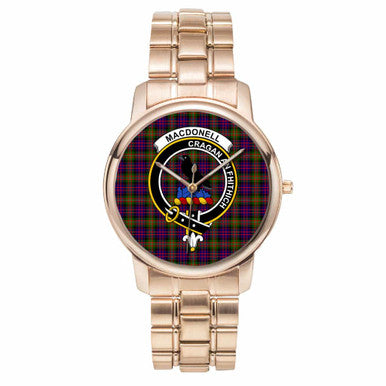 Scottish MacDonell of Glengarry Clan Crest Tartan Folding Clasp Steel Quartz Watches Tartan Plaid Rose Gold 1