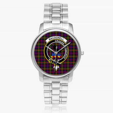Scottish MacDonell of Glengarry Clan Crest Tartan Folding Clasp Steel Quartz Watches Tartan Plaid Silver 1