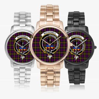 Scottish MacDonell of Glengarry Clan Crest Tartan Folding Clasp Steel Quartz Watches Tartan Plaid All
