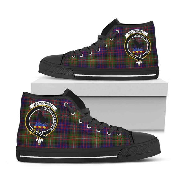 Scottish MacDonell of Glengarry Clan Crest Tartan High Top Shoes Black Sole Tartan Plaid