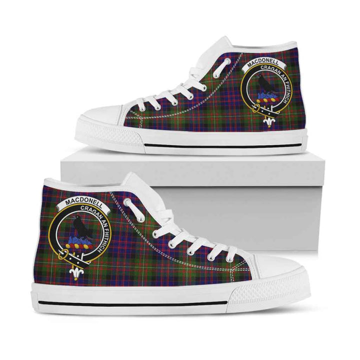 Scottish MacDonell of Glengarry Clan Crest Tartan High Top Shoes White Sole Tartan Plaid
