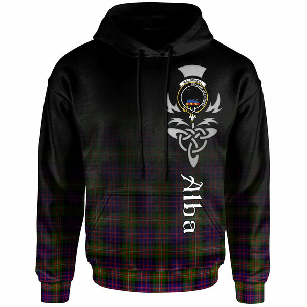 Scottish MacDonell of Glengarry Clan Crest Tartan Hoodie - Alba Gu Brath Family Crest Celtic Inspired Front Side Tartan Plaid