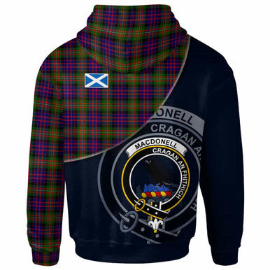 Scottish MacDonell of Glengarry Clan Crest Tartan Hoodie - Bend Style Back Side Tartan Plaid