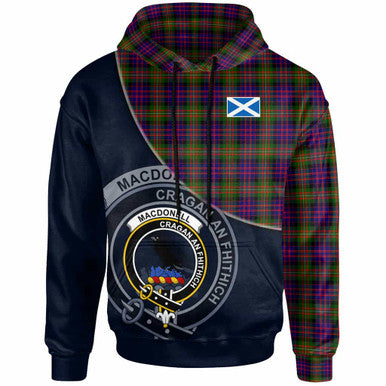 Scottish MacDonell of Glengarry Clan Crest Tartan Hoodie - Bend Style Front Side Tartan Plaid