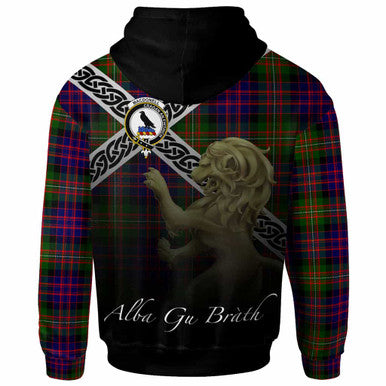 Scottish MacDonell of Glengarry Clan Crest Tartan Hoodie - Scotland Lion Back Side Tartan Plaid