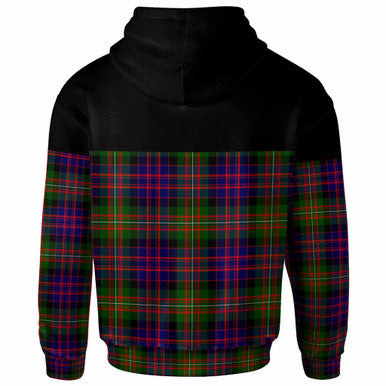 Scottish MacDonell of Glengarry Clan Crest Tartan Hoodie - Horizontal Style Back Side Tartan Plaid