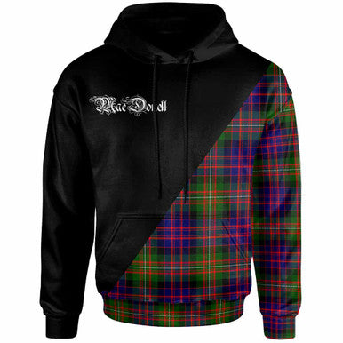 Scottish MacDonell of Glengarry Clan Crest Tartan Hoodie - Military Logo Front Side Tartan Plaid