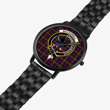 Scottish MacDonell of Glengarry Clan Crest Tartan Instafamous Steel Quartz Watches Tartan Plaid Black 2