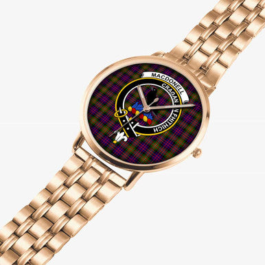 Scottish MacDonell of Glengarry Clan Crest Tartan Instafamous Steel Quartz Watches Tartan Plaid Rose Gold 2