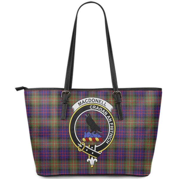 Scottish MacDonell of Glengarry Clan Crest Tartan Leather Tote Tartan Plaid