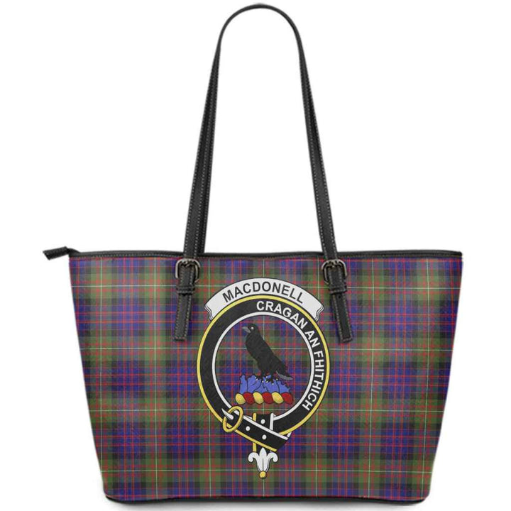 Scottish MacDonell of Glengarry Clan Crest Tartan Leather Tote Tartan Plaid