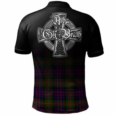 Scottish MacDonell of Glengarry Clan Crest Tartan Polo Shirt - Alba Gu Brath Family Crest Celtic Inspired Back Side Tartan Plaid