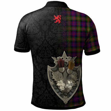 Scottish MacDonell of Glengarry Clan Crest Tartan Polo Shirt - Half Thistle Flowers Celtic Design Back Side Tartan Plaid