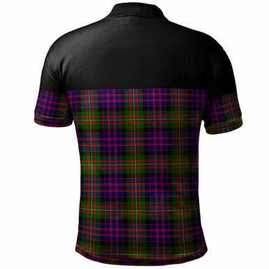Scottish MacDonell of Glengarry Clan Crest Tartan Polo Shirt - Horizontal Style Back Side Tartan Plaid