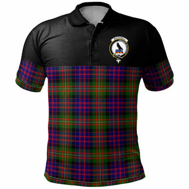 Scottish MacDonell of Glengarry Clan Crest Tartan Polo Shirt - Horizontal Style Front Side Tartan Plaid