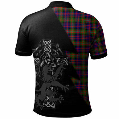 Scottish MacDonell of Glengarry Clan Crest Tartan Polo Shirt - Lion Rampant Celtic Cross Flash Style Back Side Tartan Plaid