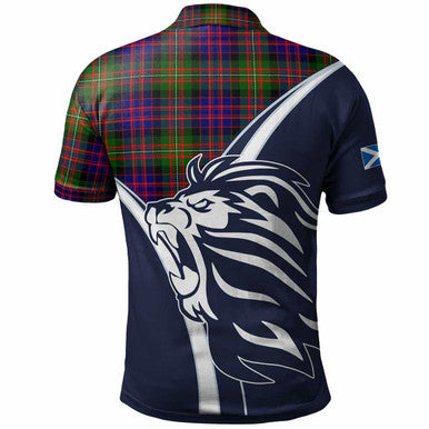 Scottish MacDonell of Glengarry Clan Crest Tartan Polo Shirt - Scottish Flag With Lion Back Side Tartan Plaid