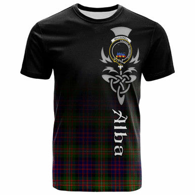 Scottish MacDonell of Glengarry Clan Crest Tartan T-Shirt - Alba Gu Brath Family Crest Celtic Inspired Front Side Tartan Plaid