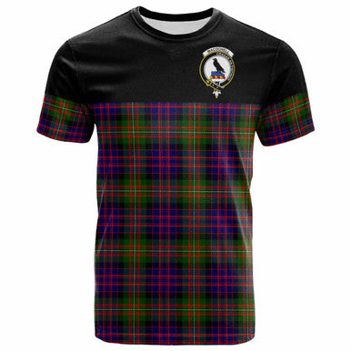 Scottish MacDonell of Glengarry Clan Crest Tartan T-Shirt - Horizontal Style Front Side Tartan Plaid