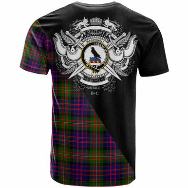 Scottish MacDonell of Glengarry Clan Crest Tartan T-Shirt - Military Logo Back Side Tartan Plaid