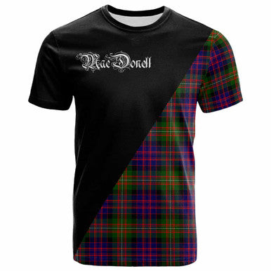 Scottish MacDonell of Glengarry Clan Crest Tartan T-Shirt - Military Logo Front Side Tartan Plaid