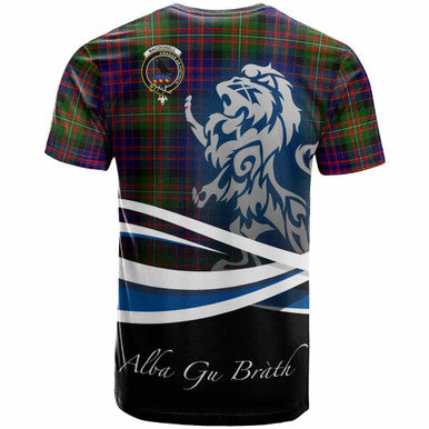 Scottish MacDonell of Glengarry Clan Crest Tartan T-Shirt - Scotland Lion Back Side Tartan Plaid