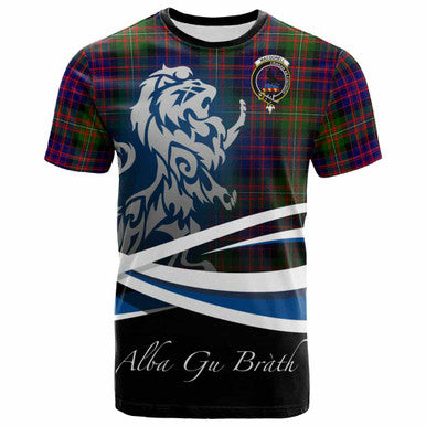 Scottish MacDonell of Glengarry Clan Crest Tartan T-Shirt - Scotland Lion Front Side Tartan Plaid