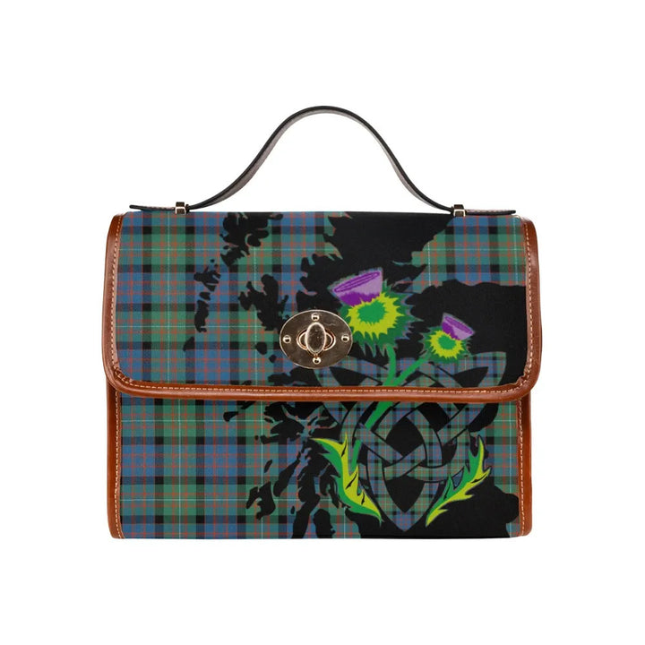 Scottish MacDonnell of Glengarry Ancient Clan Tartan Waterproof Canvas Bag With Thistle Tartan Plaid 1