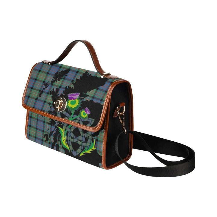 Scottish MacDonnell of Glengarry Ancient Clan Tartan Waterproof Canvas Bag With Thistle Tartan Plaid 4