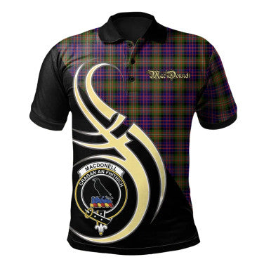 Scottish MacDonnell of Glengarry Modern Clan Crest Tartan Polo Shirt Believe in Me Front Side Tartan Plaid