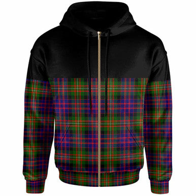 Scottish MacDonnell of Glengarry Modern Clan Tartan Hoodie - Horizontal Style Zip Tartan Plaid