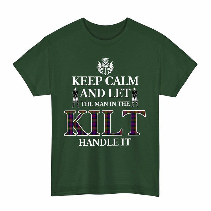 Scottish MacDonnell of Glengarry Modern Clan Tartan T-Shirt - Keep Calm Tartan Plaid Forest Green Color