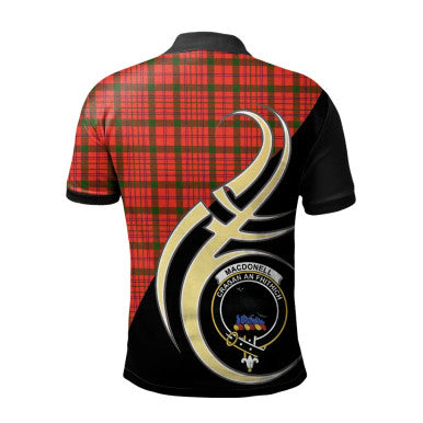Scottish MacDonnell of Keppoch Modern Clan Crest Tartan Polo Shirt Believe in Me Back Side Tartan Plaid
