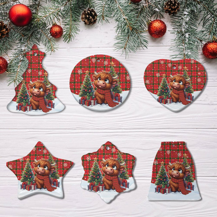 Scottish MacDonnell of Keppoch Modern Clan Tartan Ceramic Ornament Cute Highland Cow Christmas All Style Tartan Plaid