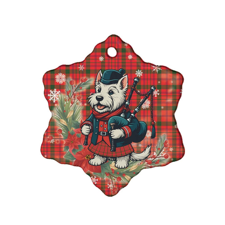 Scottish MacDonnell of Keppoch Modern Clan Tartan Ceramic Ornament Cute Scottish Terrier Dog Snow Flake Style Tartan Plaid